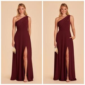 NEW Birdy Grey Kira Maxi Bridesmaid Dress Crepe Cabernet w/slit Size Small